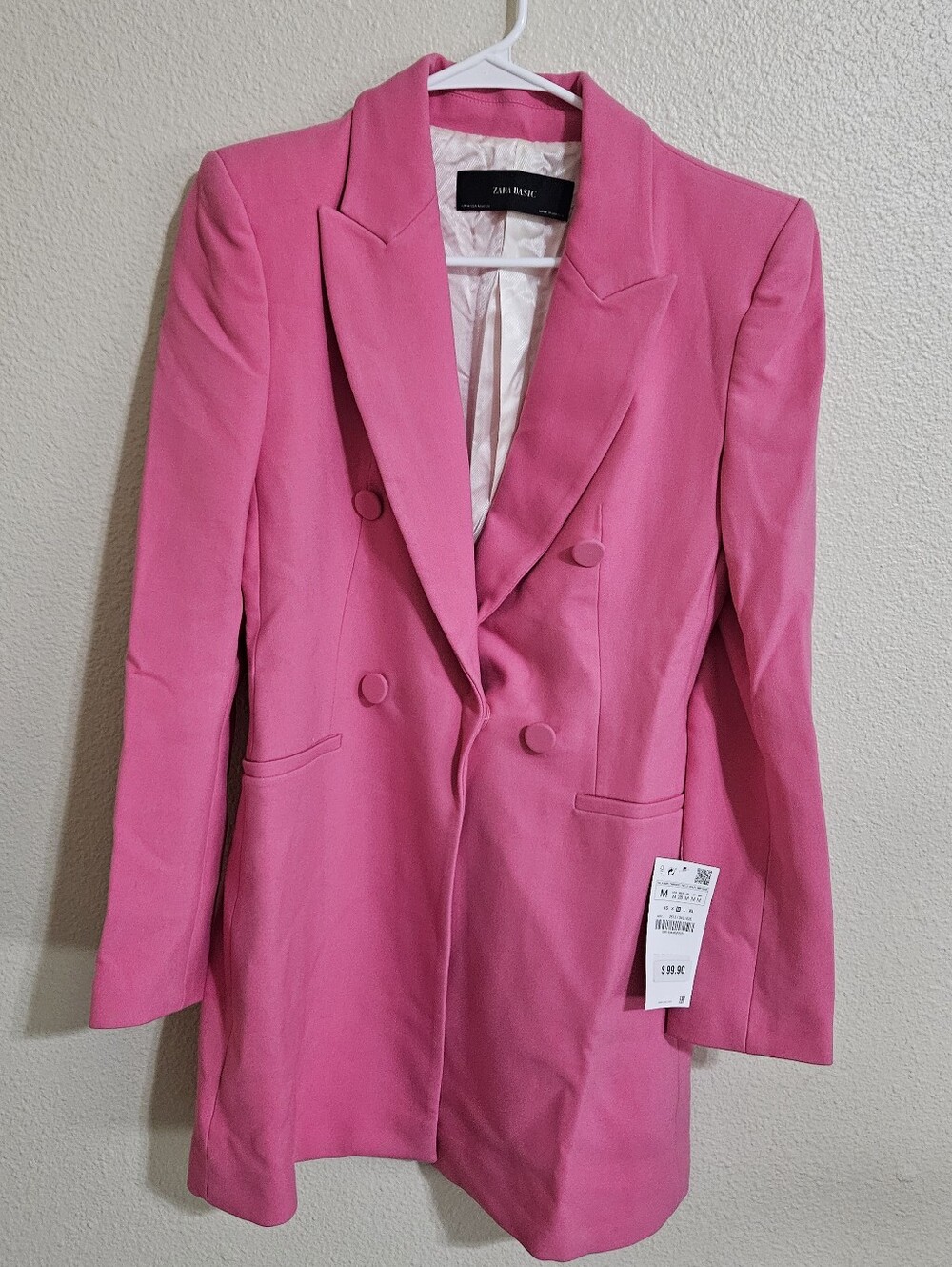 Zara Nwt Basic Long Pink Blazer